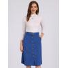 imageAllegra K Womens High Waist Button Front ALine Belted Corduroy Midi SkirtRoyal Blue