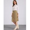 imageAllegra K Womens High Waist Button Front ALine Belted Corduroy Midi SkirtTan