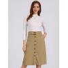 imageAllegra K Womens High Waist Button Front ALine Belted Corduroy Midi SkirtTan