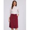 imageAllegra K Womens High Waist Button Front ALine Belted Corduroy Midi SkirtWine Red