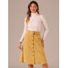 imageAllegra K Womens High Waist Button Front ALine Belted Corduroy Midi SkirtYellow