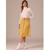 imageAllegra K Womens High Waist Button Front ALine Belted Corduroy Midi SkirtYellow