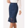imageAllegra K Womens Lace Skirts Elegant Casual Work Office Skirt Knee Length Bodycon Fishtail Lace Pencil SkirtDark Blue
