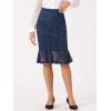 imageAllegra K Womens Lace Skirts Elegant Casual Work Office Skirt Knee Length Bodycon Fishtail Lace Pencil SkirtDark Blue