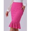 imageAllegra K Womens Lace Skirts Elegant Casual Work Office Skirt Knee Length Bodycon Fishtail Lace Pencil SkirtHot Pink