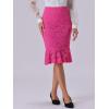 imageAllegra K Womens Lace Skirts Elegant Casual Work Office Skirt Knee Length Bodycon Fishtail Lace Pencil SkirtHot Pink
