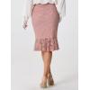 imageAllegra K Womens Lace Skirts Elegant Casual Work Office Skirt Knee Length Bodycon Fishtail Lace Pencil SkirtPink