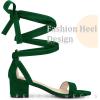 imageAllegra K Womens Open Toe Block Heel Lace Up Heels Heel SandalsDark Green