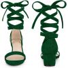 imageAllegra K Womens Open Toe Block Heel Lace Up Heels Heel SandalsDark Green
