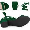 imageAllegra K Womens Open Toe Block Heel Lace Up Heels Heel SandalsDark Green