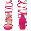 imageAllegra K Womens Open Toe Color Block Heel Lace Up SandalsHot Pink Beige