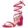 imageAllegra K Womens Open Toe Color Block Heel Lace Up SandalsHot Pink Beige