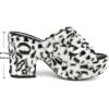 imageAllegra K Womens Open Toe Platform Slides Chunky Heels SandalsBlack White