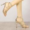 imageAllegra K Womens Open Toe Strappy Straps Stiletto Heel SandalsGold