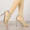 imageAllegra K Womens Open Toe Strappy Straps Stiletto Heel Silver Sandals 75 M US