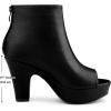 imageAllegra K Womens Peep Toe Platform Back Zip Chunky Heel Ankle BootsBlack