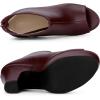 imageAllegra K Womens Peep Toe Platform Back Zip Chunky Heel Ankle BootsBurgundy