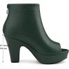 imageAllegra K Womens Peep Toe Platform Back Zip Chunky Heel Ankle BootsDark Green