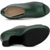 imageAllegra K Womens Peep Toe Platform Back Zip Chunky Heel Ankle BootsDark Green