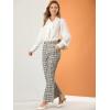 imageAllegra K Womens Plaid Pants Elastic Waist Bussiness Casual Work Office Long Trousers