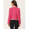 imageAllegra K Womens Plaid Tweed Blazer Long Sleeve Open Front Work Office Short JacketHot Pink