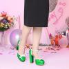 imageAllegra K Womens Platform Bow t Strap Chunky Heels PumpsLime Green
