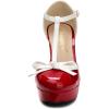 imageAllegra K Womens Platform Bow t Strap Chunky Heels PumpsRed