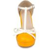 imageAllegra K Womens Platform Bow t Strap Chunky Heels PumpsYellow