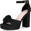 imageAllegra K Womens Platform Flower Heels Square Toe Chunky Heel SandalsBlack