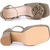imageAllegra K Womens Platform Flower Heels Square Toe Chunky Heel SandalsKhaki