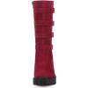 imageAllegra K Womens Platform Goth Boots Buckles Round Toe Chunky Heel Knee High BootsBurgundy
