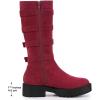 imageAllegra K Womens Platform Goth Boots Buckles Round Toe Chunky Heel Knee High BootsBurgundy