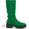 imageAllegra K Womens Platform Goth Boots Buckles Round Toe Chunky Heel Knee High BootsEmerald Green