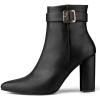 imageAllegra K Womens Pointed Toe Buckle Decor Heel Ankle BootiesBlack