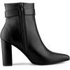 imageAllegra K Womens Pointed Toe Buckle Decor Heel Ankle BootiesBlack