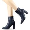 imageAllegra K Womens Pointed Toe Buckle Decor Heel Ankle BootiesNavy Blue