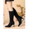 imageAllegra K Womens Pointed Toe Stiletto Heels Knee High BootBlack