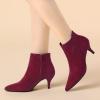 imageAllegra K Womens Pointed Toe Zip Stiletto Kitten Heel Ankle BootiesBurgundy