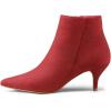 imageAllegra K Womens Pointed Toe Zip Stiletto Kitten Heel Ankle BootiesRed