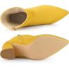 imageAllegra K Womens Pointy Toe Slouched Zipper Chunky Heel Ankle BootsYellow