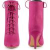 imageAllegra K Womens Pointy Toe Zip Lace Up Stiletto Heel Ankle BootsPlum Purple