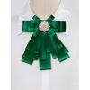 imageAllegra K Womens Pretied Bowknot Beads Bow Tie Elegant Large Ribbon BroochDeep Green