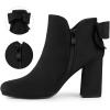 imageAllegra K Womens Round Toe Bow Decor Chunky Heel Ankle BootsBlack