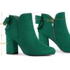 imageAllegra K Womens Round Toe Bow Decor Chunky Heel Ankle BootsGreen