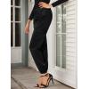 imageAllegra K Womens Satin Pants Tie Elastic High Waist Shiny Silky Dressy Satin Cargo JoggersBlack