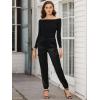 imageAllegra K Womens Satin Pants Tie Elastic High Waist Shiny Silky Dressy Satin Cargo JoggersBlack