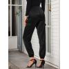 imageAllegra K Womens Satin Pants Tie Elastic High Waist Shiny Silky Dressy Satin Cargo JoggersBlack