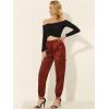 imageAllegra K Womens Satin Pants Tie Elastic High Waist Shiny Silky Dressy Satin Cargo JoggersBrown