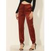 imageAllegra K Womens Satin Pants Tie Elastic High Waist Shiny Silky Dressy Satin Cargo JoggersBrown