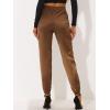 imageAllegra K Womens Satin Pants Tie Elastic High Waist Shiny Silky Dressy Satin Cargo JoggersCoffee